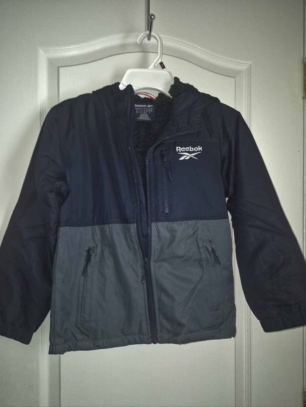 Boys Navy and Gray Hooded Jacket